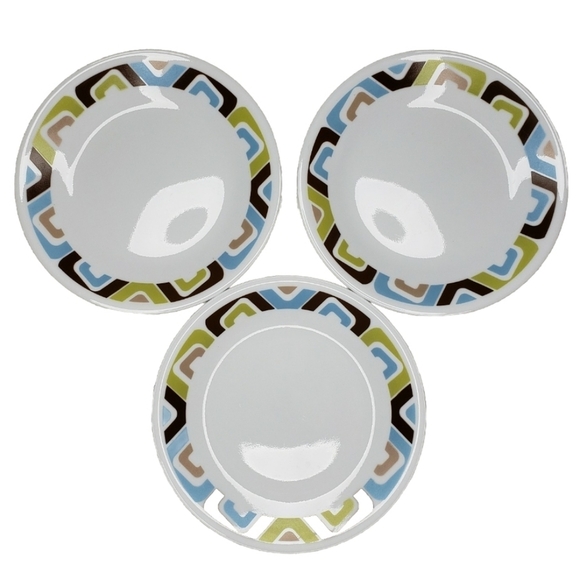 Correlle Squared Geometric Set 3 Bread Dessert Appetizer Plates Retired Pattern - Picture 1 of 8